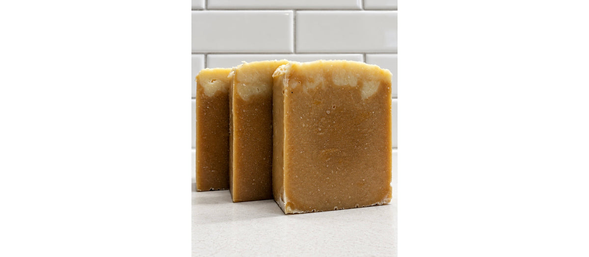 Three bars of Willow & Watch hot-process tallow and lanolin soap