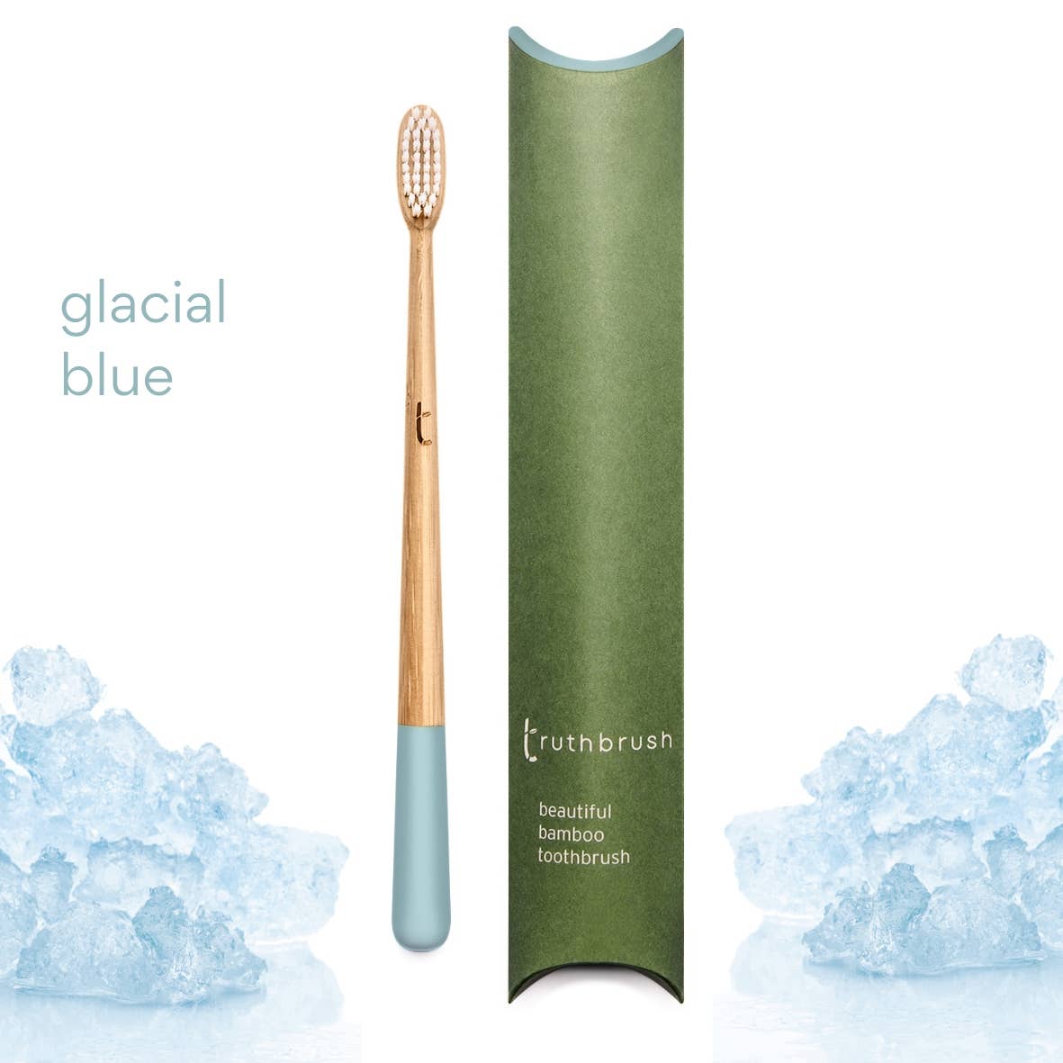 Truthbrush bamboo toothbrush in Glacial Blue with medium castor-oil bristles