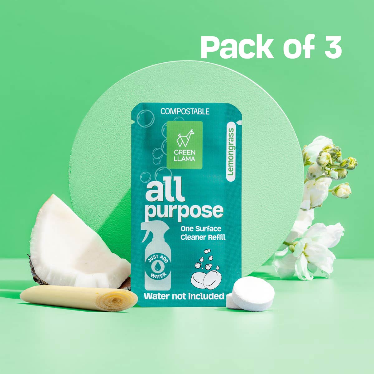 Green Llama All-Purpose Cleaner Refills, Lemongrass (3-Pack)