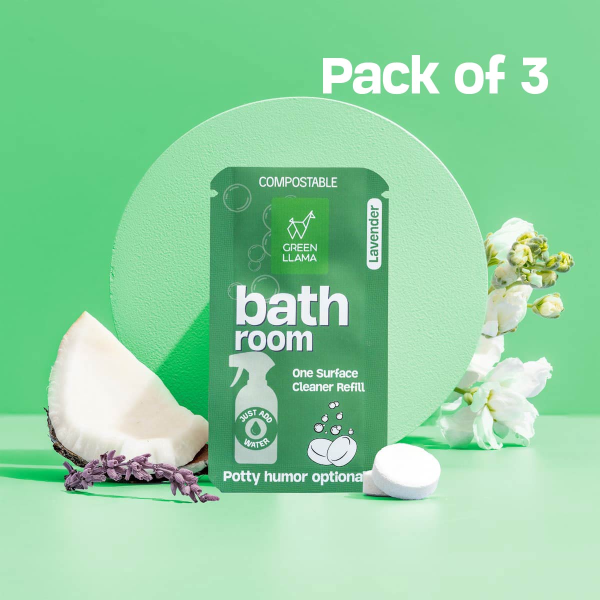 Green Llama Bathroom Cleaner Refills, Lavender (3-Pack)