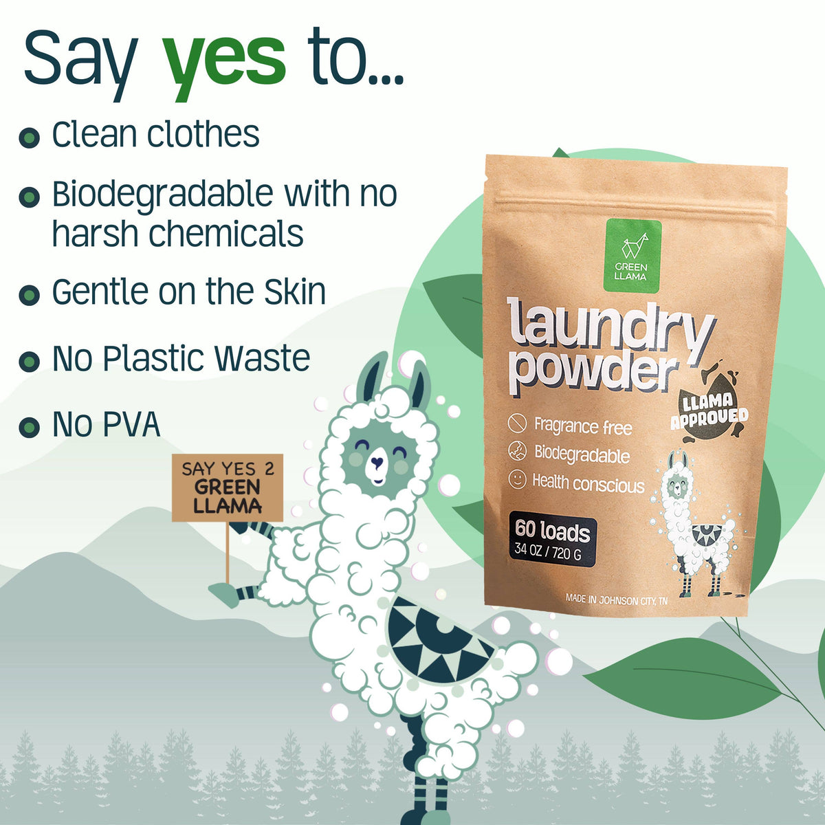 Green Llama Laundry Powder, Fragrance-Free (60 Loads), photo 8
