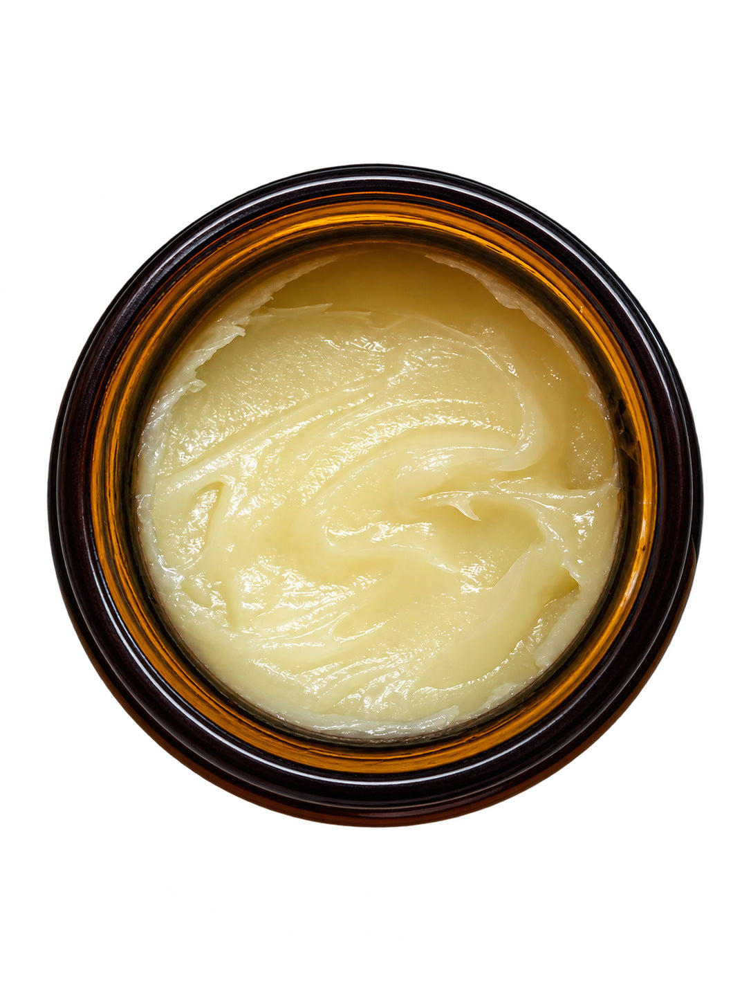 Open jar of Intensive Tallow Balm seen from above, showing the glossy balm texture