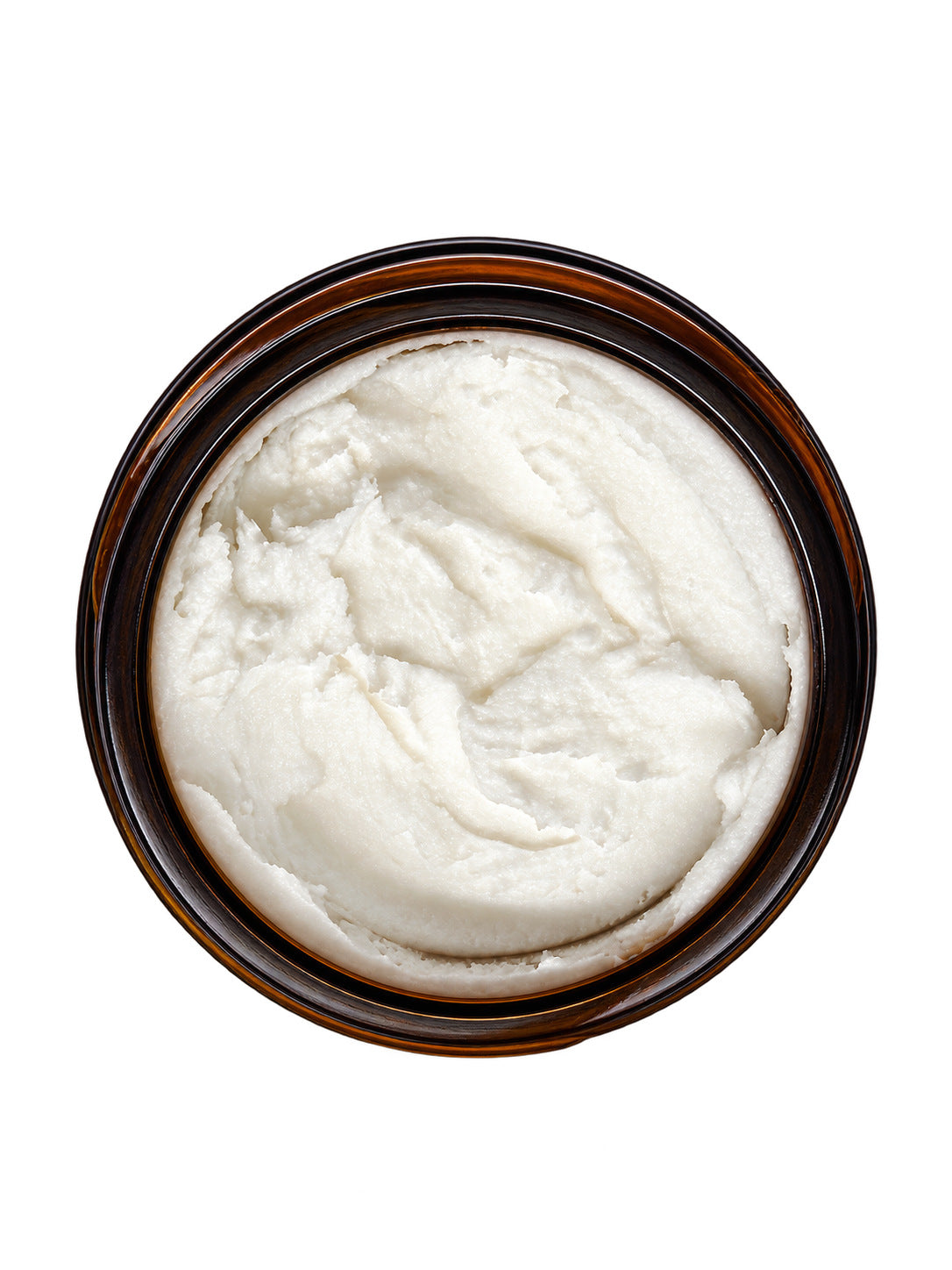 Open jar of Pure Whipped Tallow for Face seen from above, showing the white whipped texture